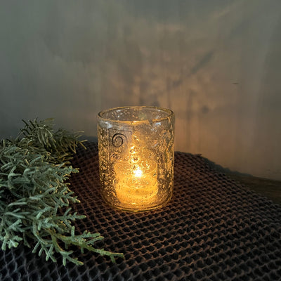 Waxinelichtje met steenslag 'By Moos', 7x8 cm