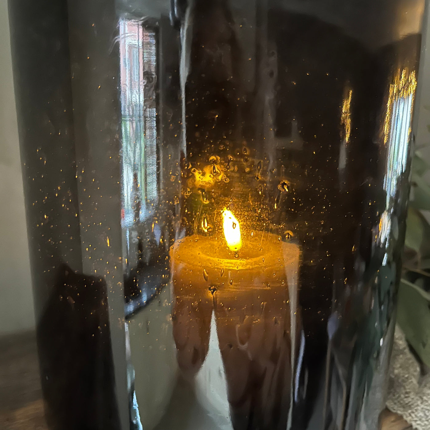 Windlicht met steenslag, donkergrijs 'By Moos', 20 x30 cm