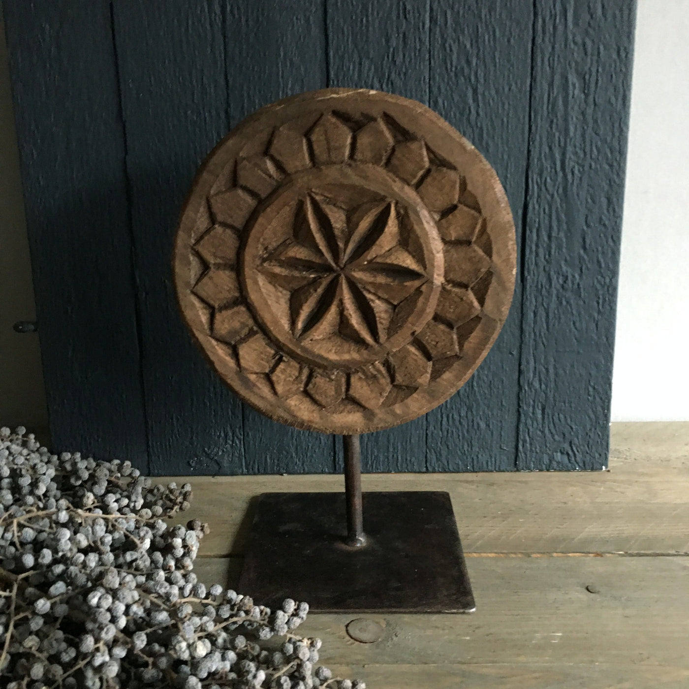 Houten ornament 'Flower', maat S