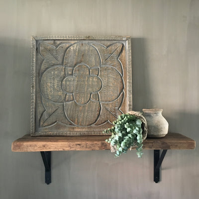 Grijs houten wandpaneel 'Bloom', 50 x 50 cm